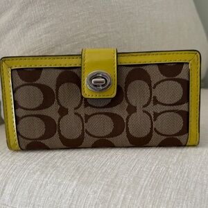 Coach Brown and Yellow Wallet